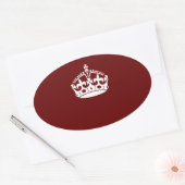 Hou kalm kroonpictogram op Burgundy Red Ovale Sticker (Envelop)