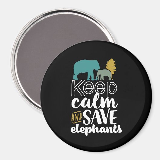 Hou kalm met Dierenvriend-activist Elephants opsla Magneet (Voorkant / Achterkant)