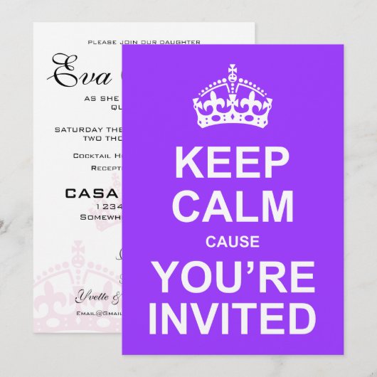 Hou kalm want je bent uitgenodigd Quinceañera Kaart (Voorkant / Achterkant)