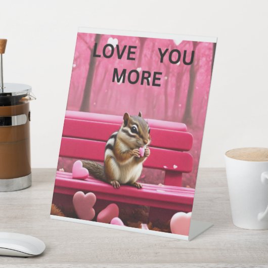 Hou meer van chipmunk en snoep harten reclamebord met voetstuk (Insitu)