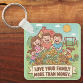 Hou meer van je familie dan van geld sleutelhanger (Voorkant)