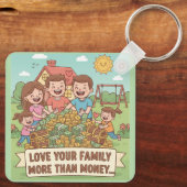Hou meer van je familie dan van geld sleutelhanger (Achterkant)