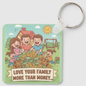 Hou meer van je familie dan van geld sleutelhanger (Achterkant)