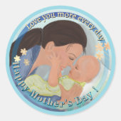 Hou meer van je Moederdag Ronde Sticker (Voorkant)