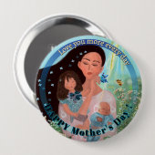 Hou meer van jou moeder met kinderen Knop Ronde Button 4,0 Cm (Voorkant /achterkant)