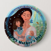 Hou meer van jou moeder met kinderen Knop Ronde Button 4,0 Cm (Voorkant)
