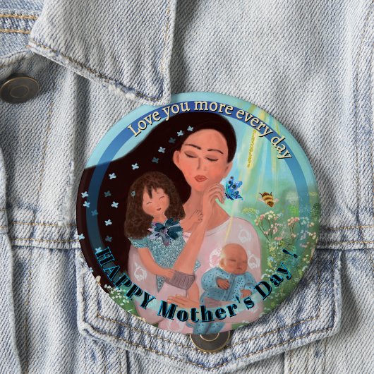 Hou meer van jou moeder met kinderen Knop Ronde Button 4,0 Cm