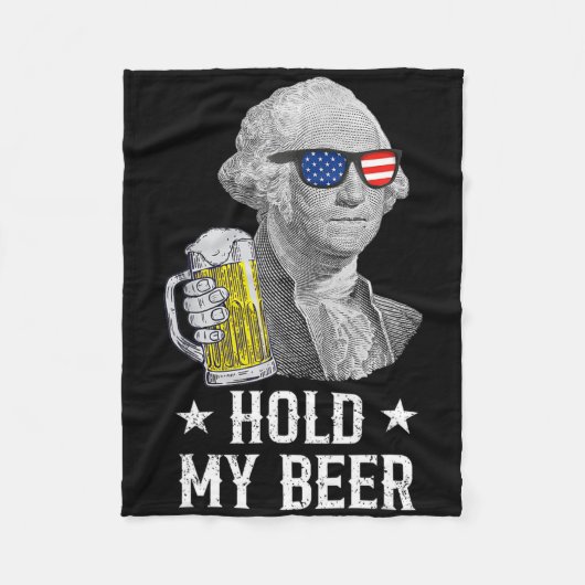Hou Mijn Bier George Washington Patriot Grappig 4d Fleece Deken (Voorkant)