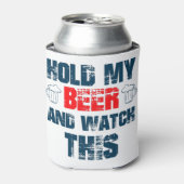 Hou mijn bier vast en kijk uit. blikjeskoeler (Blikje Voorkant)