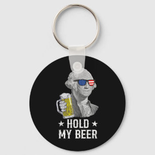 Hou Mijn Biertje George Washington Patriottisch Gr Sleutelhanger