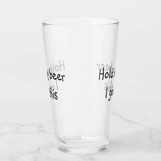 Hou mijn biertje vast, ik heb zo'n grappige pint glas (Links)
