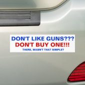 Hou niet van pistolen, koop er geen. bumpersticker (Op auto)