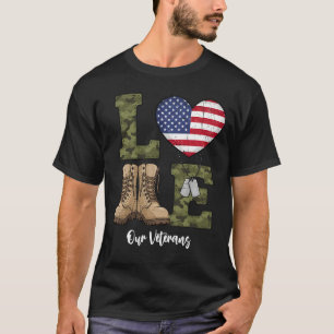 Hou Ons Veteranen Amerikaanse Vlag Hart Militaire  T-shirt