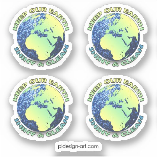 Hou onze aarde schoon op Aarde Dag blauwe vonken Sticker (Voorkant)