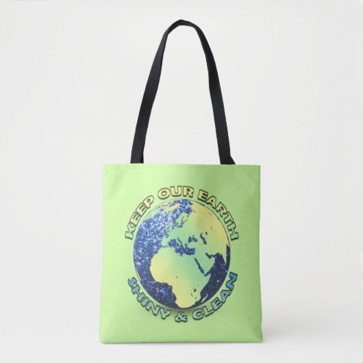 Hou onze aarde schoon op Aarde Dag blauwe vonken Tote Bag (Voorkant)