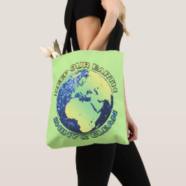 Hou onze aarde schoon op Aarde Dag blauwe vonken Tote Bag