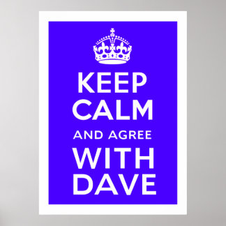 Hou rustig en ga akkoord met Dave ~ U.K. Politiek Poster