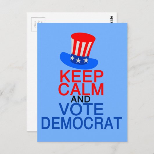 Hou rustig en stem-democraat briefkaart (Voorkant / Achterkant)