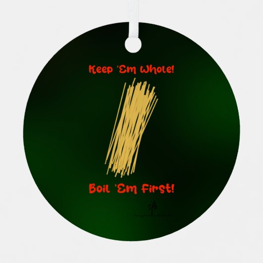 Hou Spaghetti in zijn geheel. Rest. Kerstmis Metalen Ornament (Voorkant)