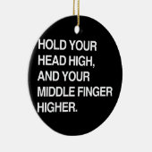 HOU UW HOOFD HOOG EN UW MIDDEN VINGER HOGER. KERAMISCH ORNAMENT (Rechts)