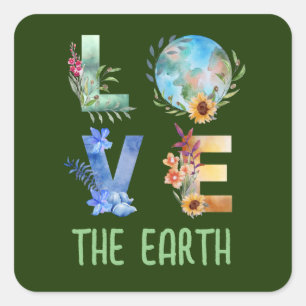 HOU VAN DE AARDE VIERKANTE STICKER