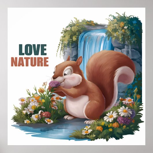 Hou van de natuur, grappige eekhoorn poster (Voorkant)