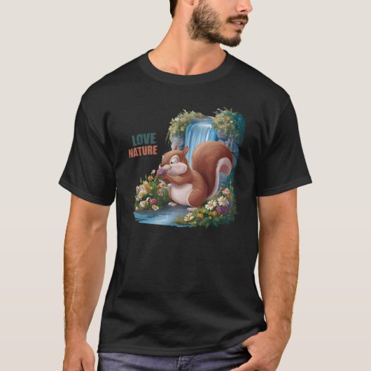 Hou van de natuur, grappige eekhoorn t-shirt (Voorkant)