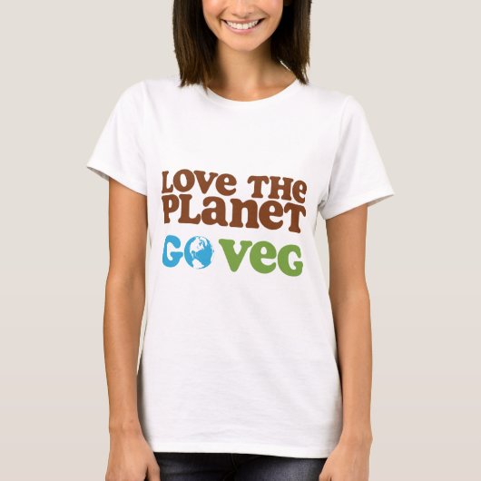 Hou van de planeet Go Veg T-shirt (Voorkant)