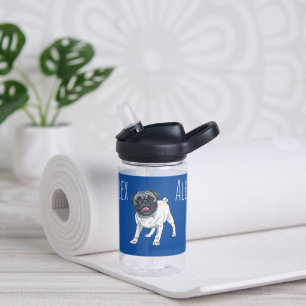 Hou van de Pug Blue Custom Name Waterfles