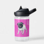 Hou van de Pug Hot Pink Custom Name Waterfles (Links)