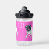 Hou van de Pug Hot Pink Custom Name Waterfles (Achterkant)