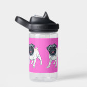 Hou van de Pug Hot Pink Custom Name Waterfles (Rechts)