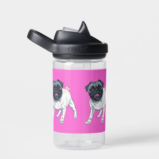 Hou van de Pug Hot Pink Custom Name Waterfles