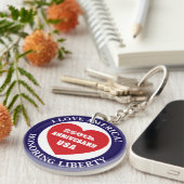 Hou van de VS Patriottisch Rood Wit Blauw Hart 250 Sleutelhanger (Voorkant Rechts)