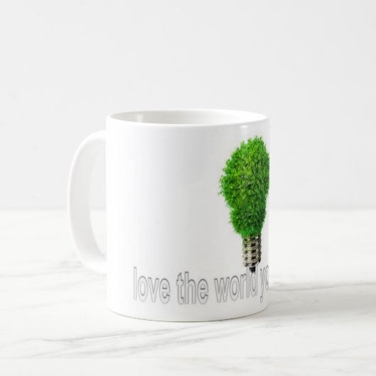 Hou van de wereld waar je mee bent koffiemok (Voorkant links)