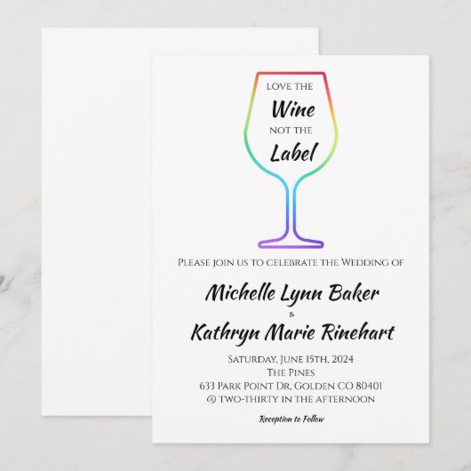 Hou van de wijn Niet het Label regenboog wijnglas Kaart (Voorkant / Achterkant)