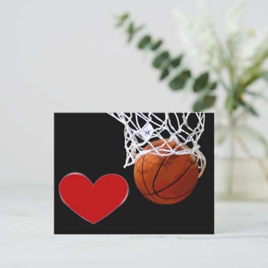 Hou van dit spel Basketbal Rode Hart Briefkaarten (Staand voorkant)
