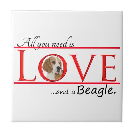 Hou van een Beagle Ceramic Tile Tegeltje (Voorkant)