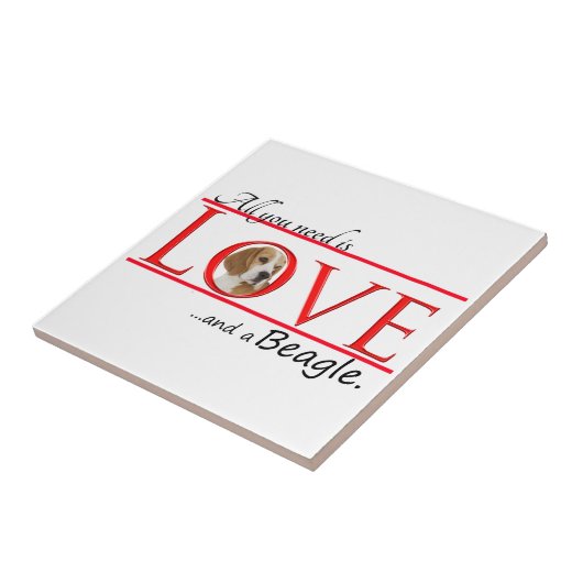 Hou van een Beagle Ceramic Tile Tegeltje (Zijkant)