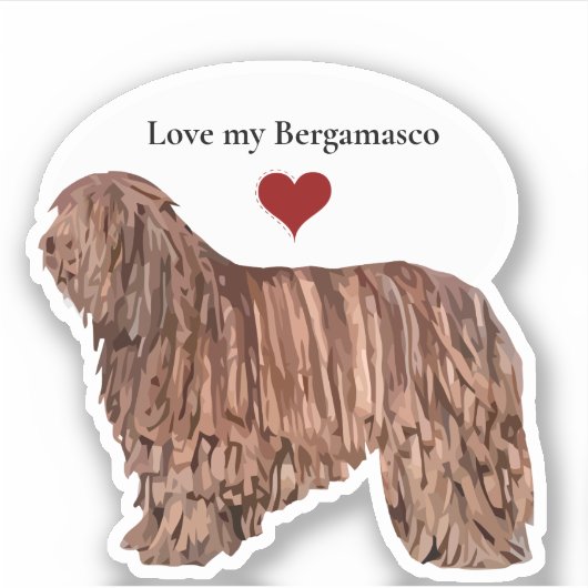 Hou van een Bergamasco Hondenras uitgesneden Sticker (Voorkant)