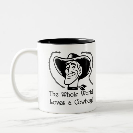 Hou van een cowboy tweekleurige koffiemok (Links)