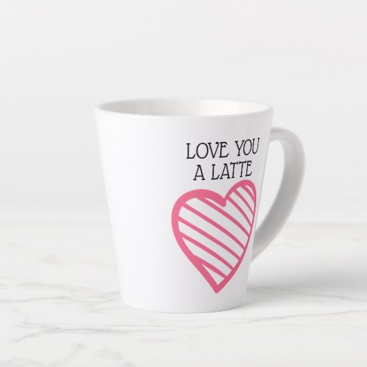 HOU VAN EEN LATTE EN Kute Hot Pink Striped Heart Latte Mok (Rechterhoek)
