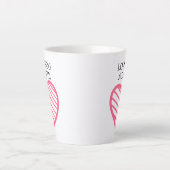 HOU VAN EEN LATTE EN Kute Hot Pink Striped Heart Mok (Voorkant)