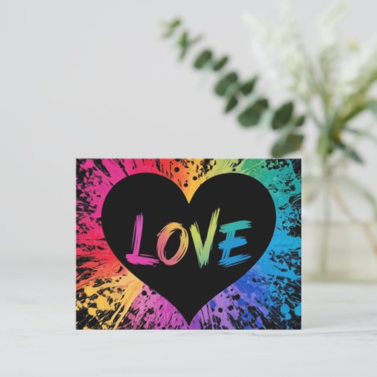 Hou van een levendig en kleurrijk spatpatroon briefkaart (Staand voorkant)