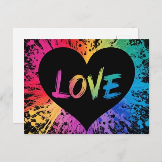 Hou van een levendig en kleurrijk spatpatroon briefkaart (Voorkant / Achterkant)