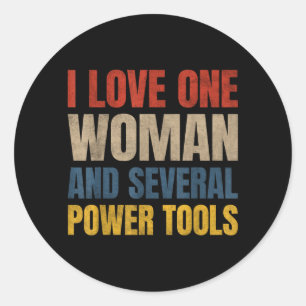 Hou van één vrouw en verschillende elektrische ger ronde sticker