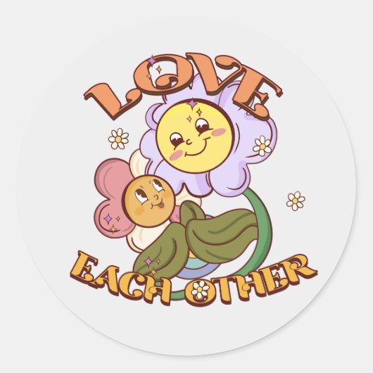 Hou van elkaar | Whimsical Floral Design Ronde Sticker (Voorkant)