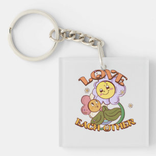 Hou van elkaar Whimsical Floral Design Sleutelhanger