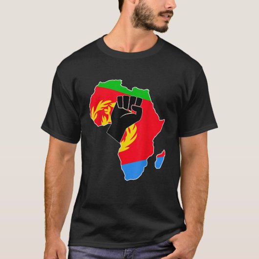 Hou van Eritrea met Eritrese vlag in Afrika Kaart T-shirt (Voorkant)