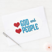 Hou van God en hou van mensen Ovale Sticker (Envelop)